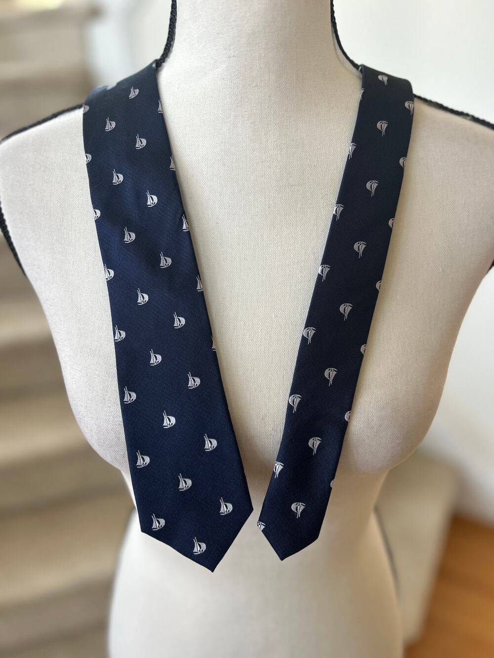 J.Crew Factory Navy Silk Sailboat Print Tie